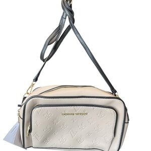 Adrienne Vittadini The Marseille Signature Collection Beige Embossed Handbag NEW